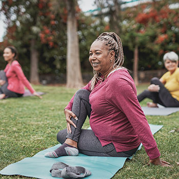 Ladies doing yoga